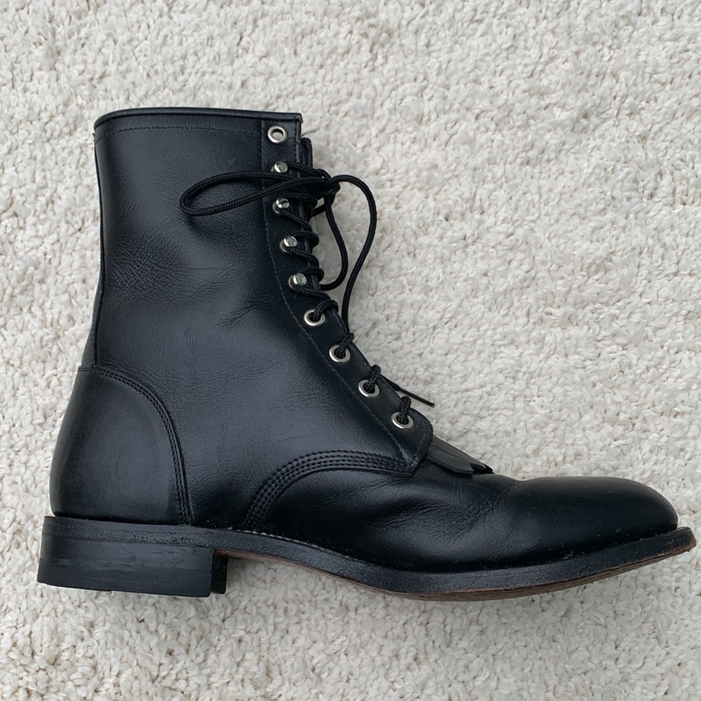 Rare Justin Lace up Roper 8E wide black